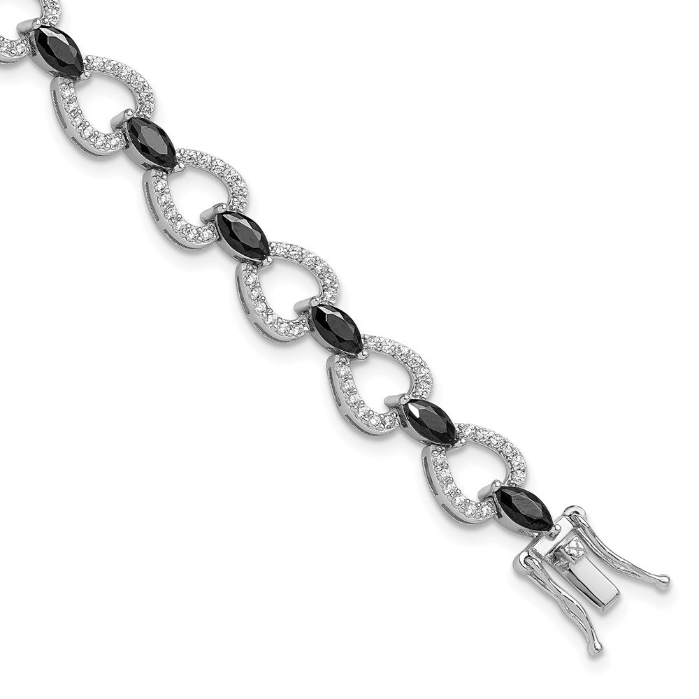 Sterlingsilber Cheryl M Rhodiniert Schwarz & Weiß Zirkonia Armband