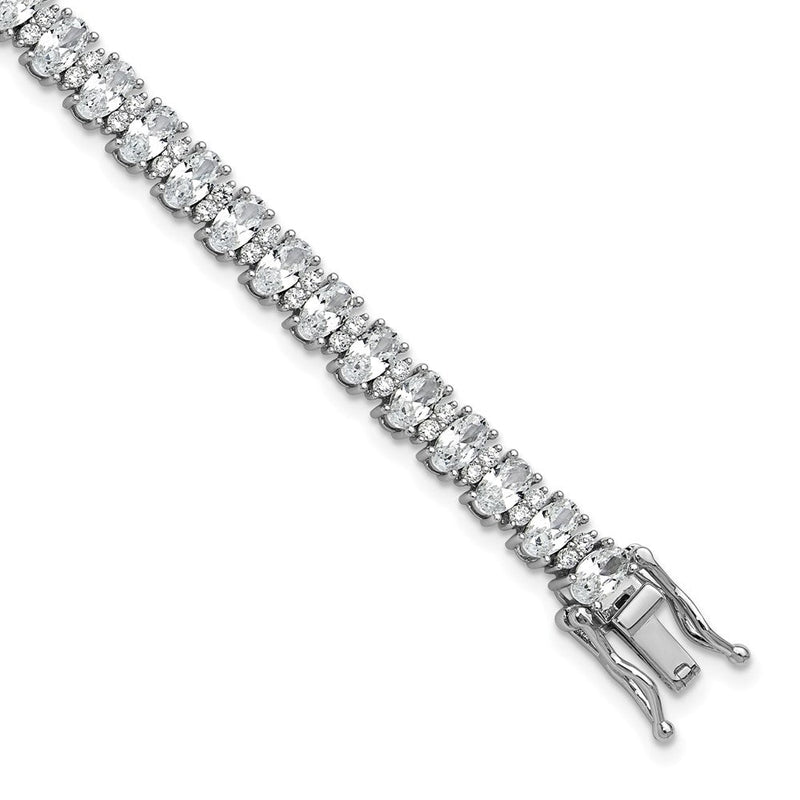 Sterlingsilber Cheryl M Rhodiniert Poliert Fantasie Oval Zirkonia Armband