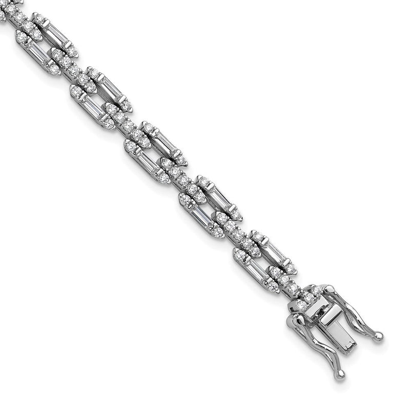 Sterlingsilber Cheryl M Rhodiniert Poliert Fantasie Zirkonia Glieder Armband