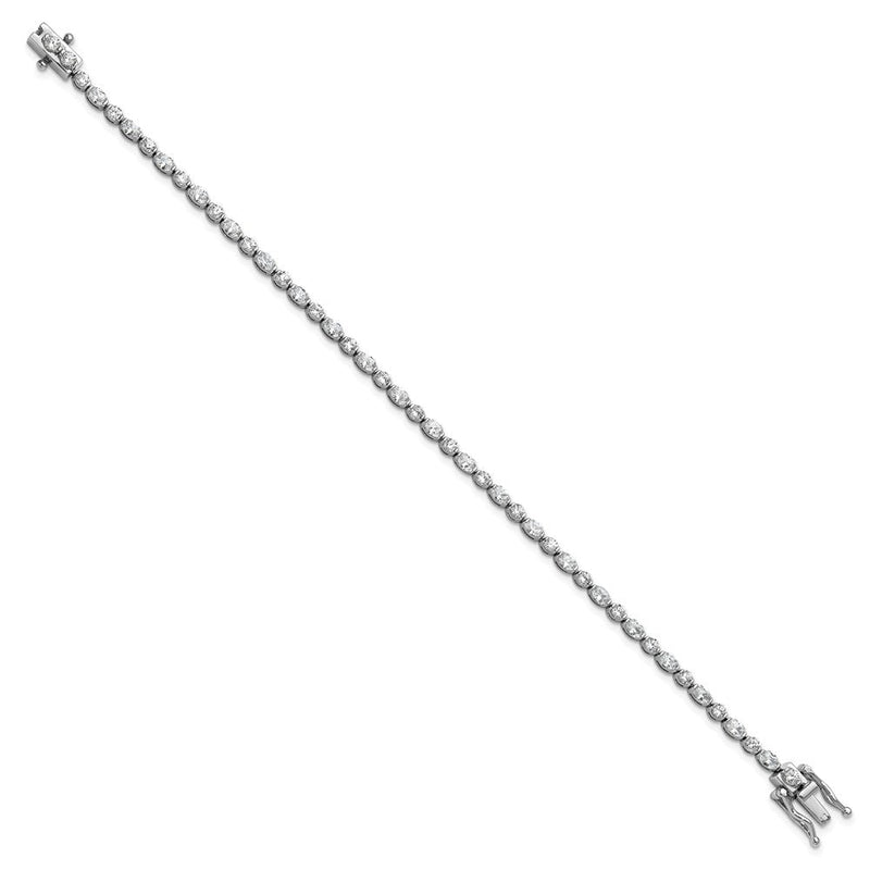 Sterlingsilber Cheryl M Rhodiniert Poliert Rund & Oval Zirkonia Tennis Armband