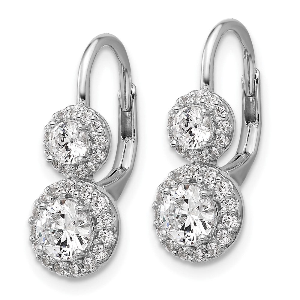 Sterlingsilber Cheryl M Rhodiniert Doppelt Rund Zirkonia Heiligenschein Ohrhänger mit Brisur