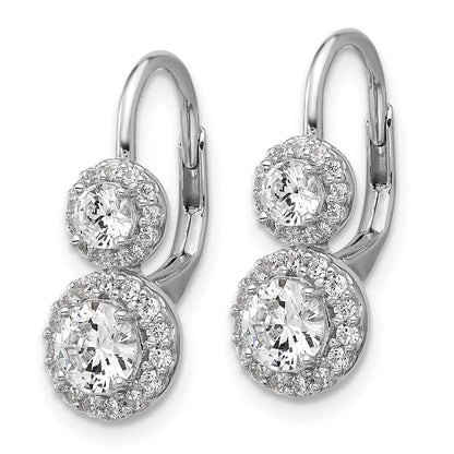Sterlingsilber Cheryl M Rhodiniert Doppelt Rund Zirkonia Heiligenschein Ohrhänger mit Brisur