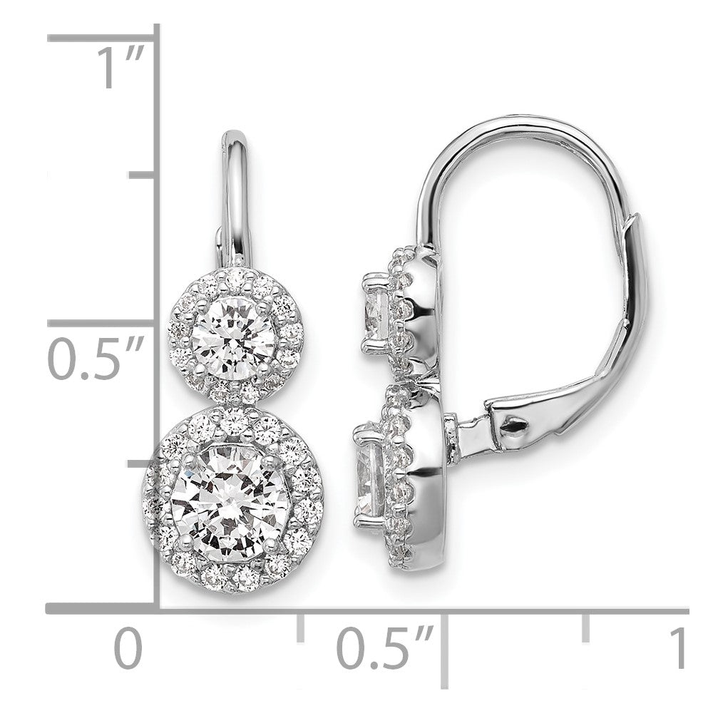 Sterlingsilber Cheryl M Rhodiniert Doppelt Rund Zirkonia Heiligenschein Ohrhänger mit Brisur