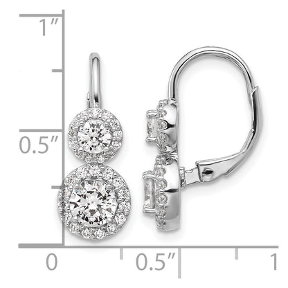 Sterlingsilber Cheryl M Rhodiniert Doppelt Rund Zirkonia Heiligenschein Ohrhänger mit Brisur