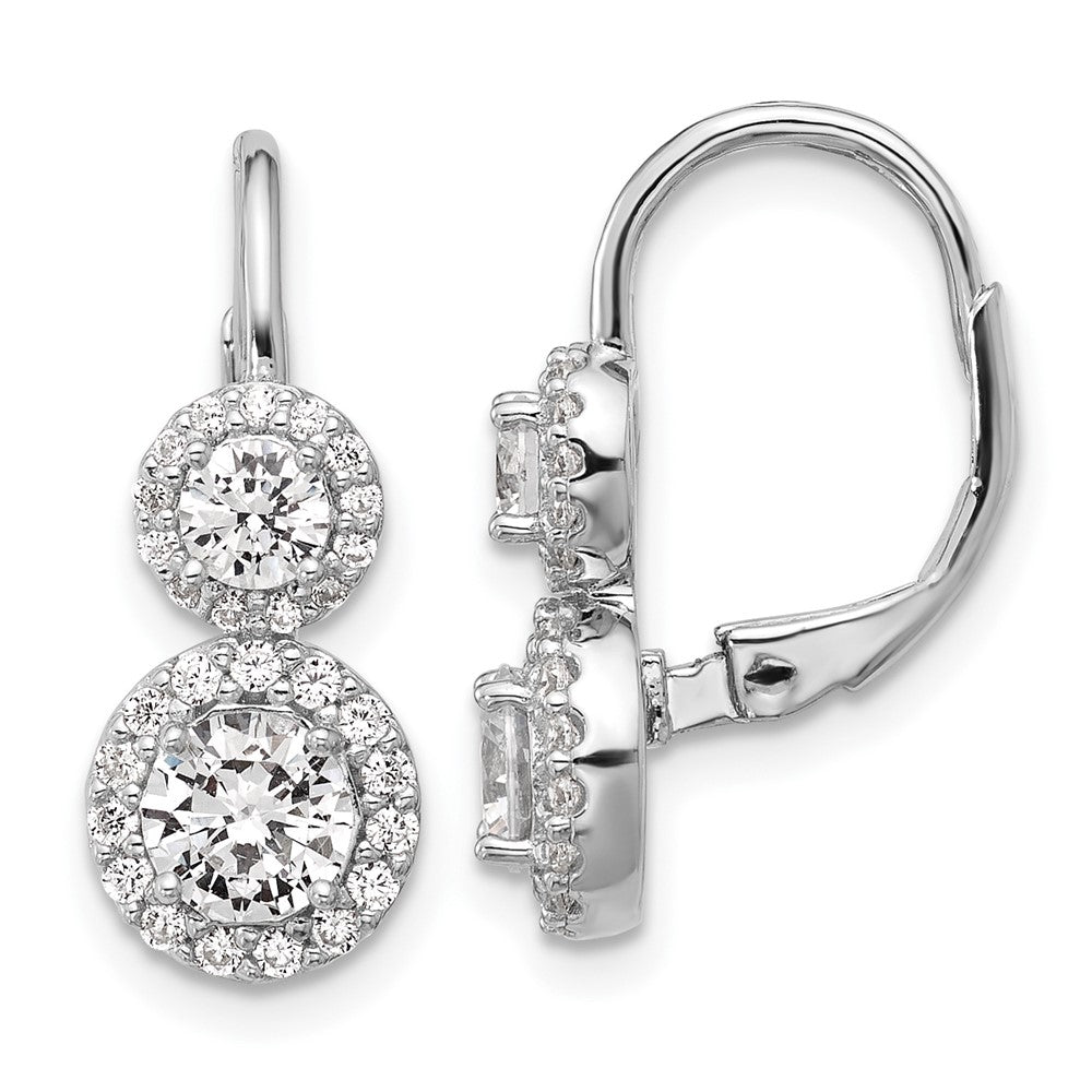 Sterlingsilber Cheryl M Rhodiniert Doppelt Rund Zirkonia Heiligenschein Ohrhänger mit Brisur