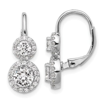 Sterlingsilber Cheryl M Rhodiniert Doppelt Rund Zirkonia Heiligenschein Ohrhänger mit Brisur