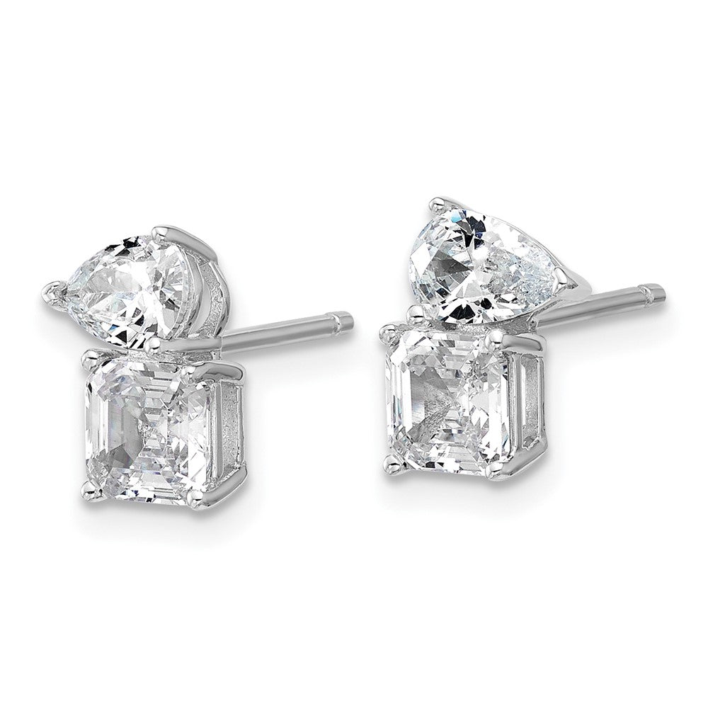 Sterlingsilber Cheryl M Rhodiniert Poliert Tropfen & Quadratisch Zirkonia Ohrstecker