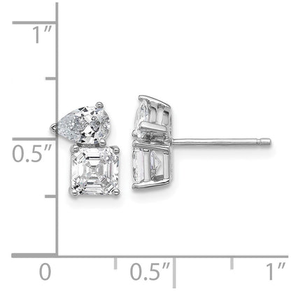 Sterlingsilber Cheryl M Rhodiniert Poliert Tropfen & Quadratisch Zirkonia Ohrstecker
