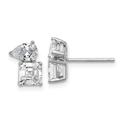 Sterlingsilber Cheryl M Rhodiniert Poliert Tropfen & Quadratisch Zirkonia Ohrstecker