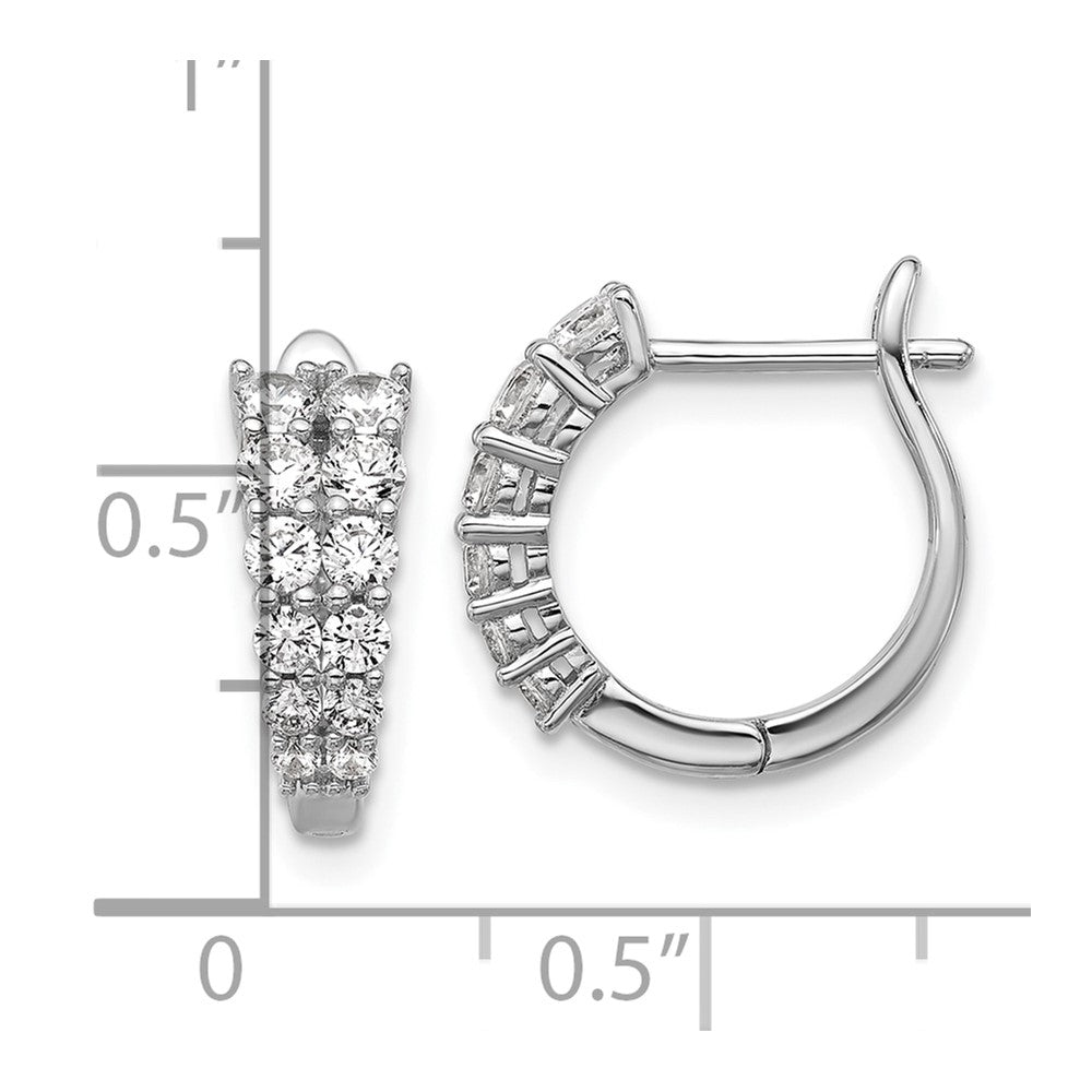 Sterlingsilber Cheryl M Rhodiniert Abgestuft Zirkonia Klappbar Rund Creolen