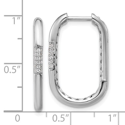 Sterlingsilber Cheryl M Rhodiniert Poliert Zirkonia Oval Klappbar Creolen