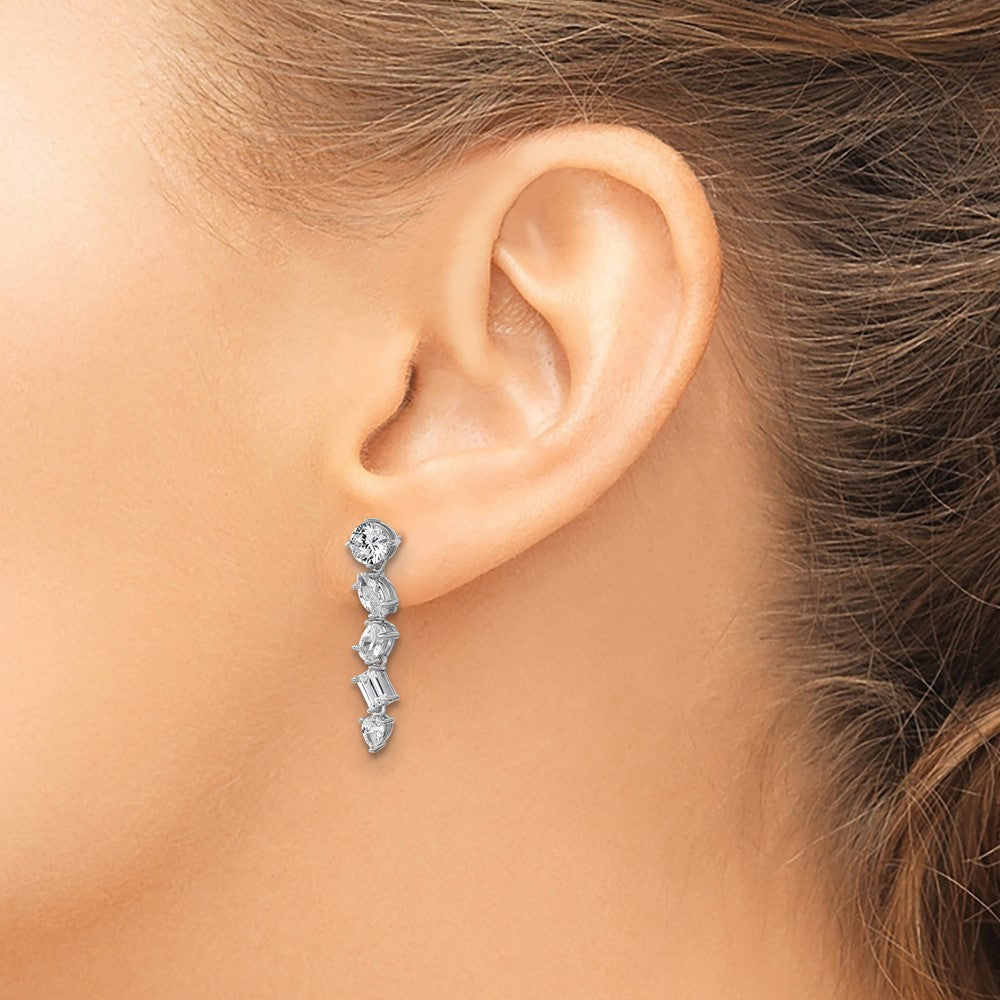 Sterlingsilber Cheryl M Rhodiniert Fantasie Multi-cut Zirkonia Stecker Ohrhänger