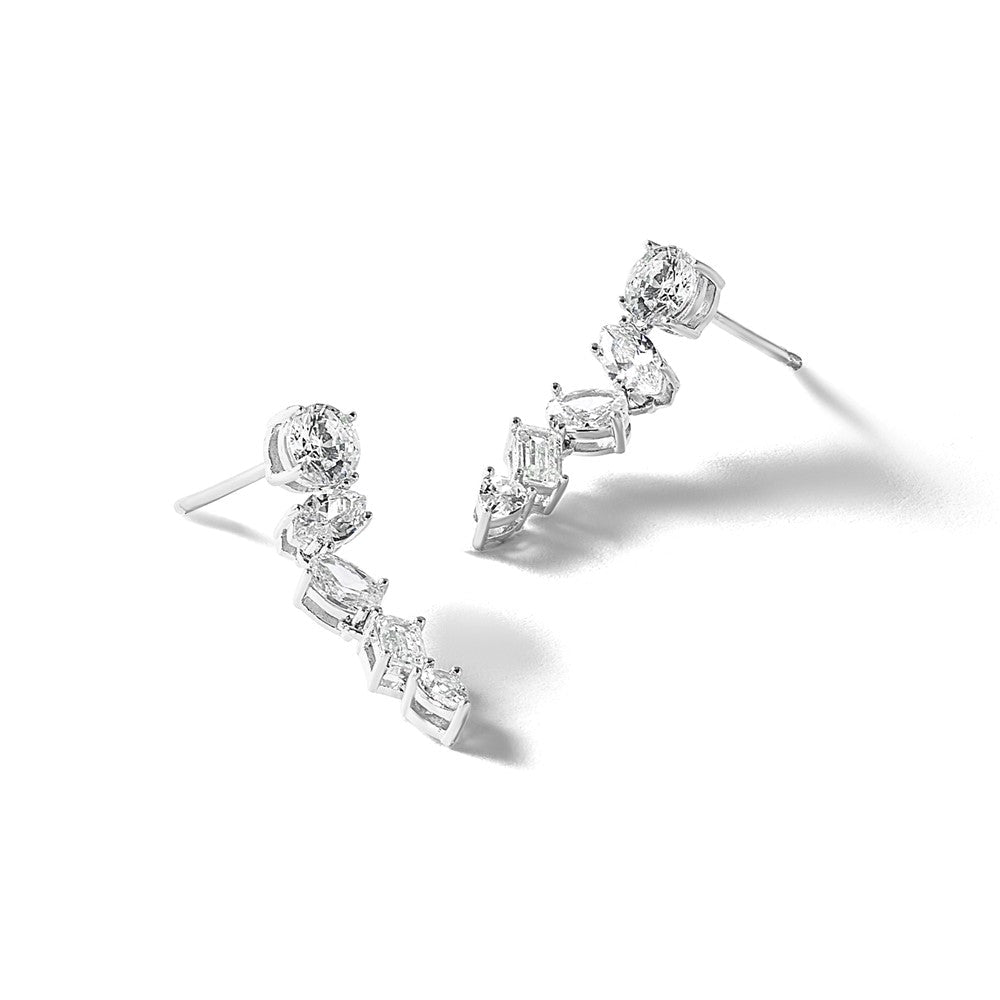 Sterlingsilber Cheryl M Rhodiniert Fantasie Multi-cut Zirkonia Stecker Ohrhänger
