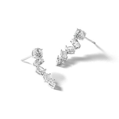 Sterlingsilber Cheryl M Rhodiniert Fantasie Multi-cut Zirkonia Stecker Ohrhänger