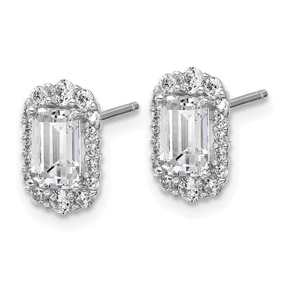 Sterlingsilber Cheryl M Rhodiniert Smaragd-cut Zirkonia Heiligenschein Ohrstecker