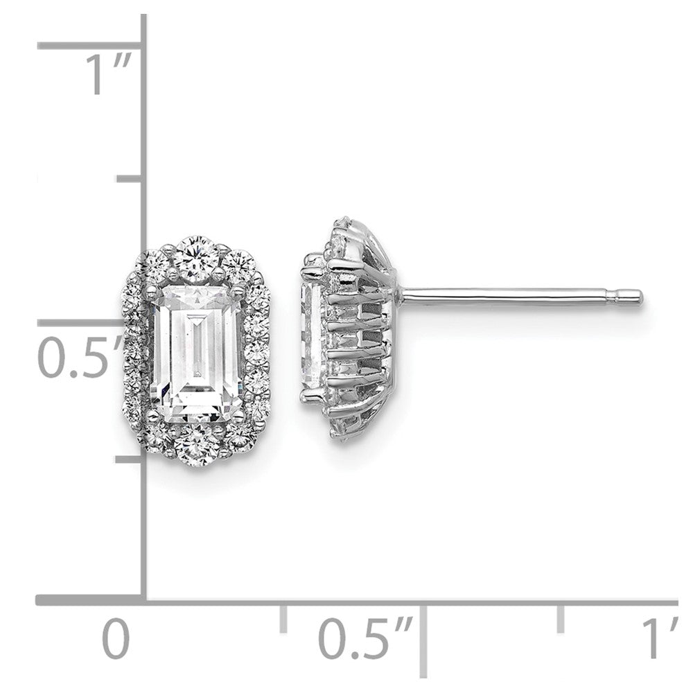 Sterlingsilber Cheryl M Rhodiniert Smaragd-cut Zirkonia Heiligenschein Ohrstecker