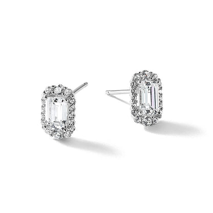 Sterlingsilber Cheryl M Rhodiniert Smaragd-cut Zirkonia Heiligenschein Ohrstecker