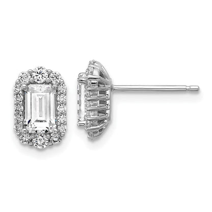 Sterlingsilber Cheryl M Rhodiniert Smaragd-cut Zirkonia Heiligenschein Ohrstecker