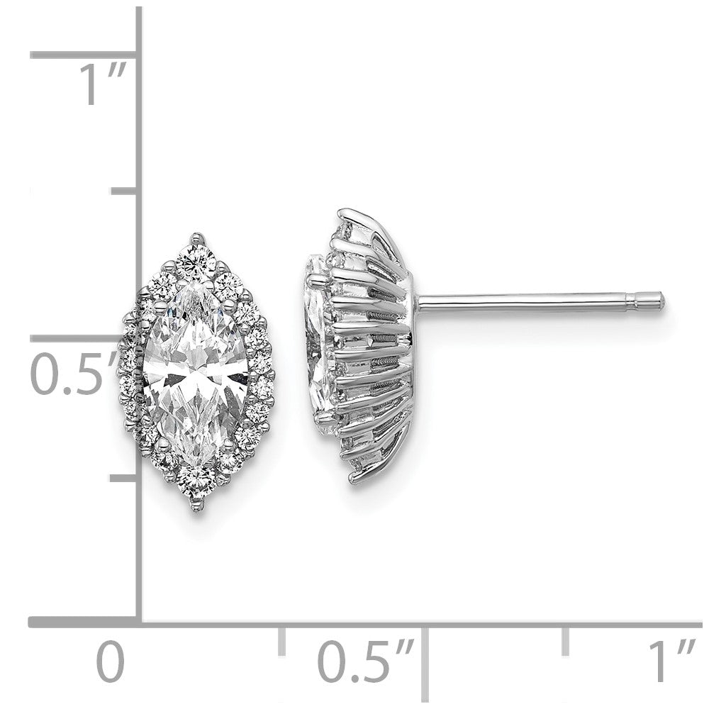Sterlingsilber Cheryl M Rhodiniert Marquise Zirkonia Heiligenschein Ohrstecker