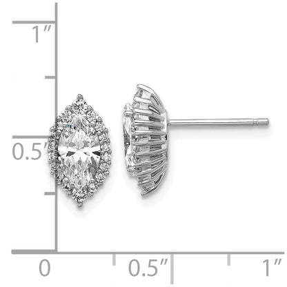 Sterlingsilber Cheryl M Rhodiniert Marquise Zirkonia Heiligenschein Ohrstecker