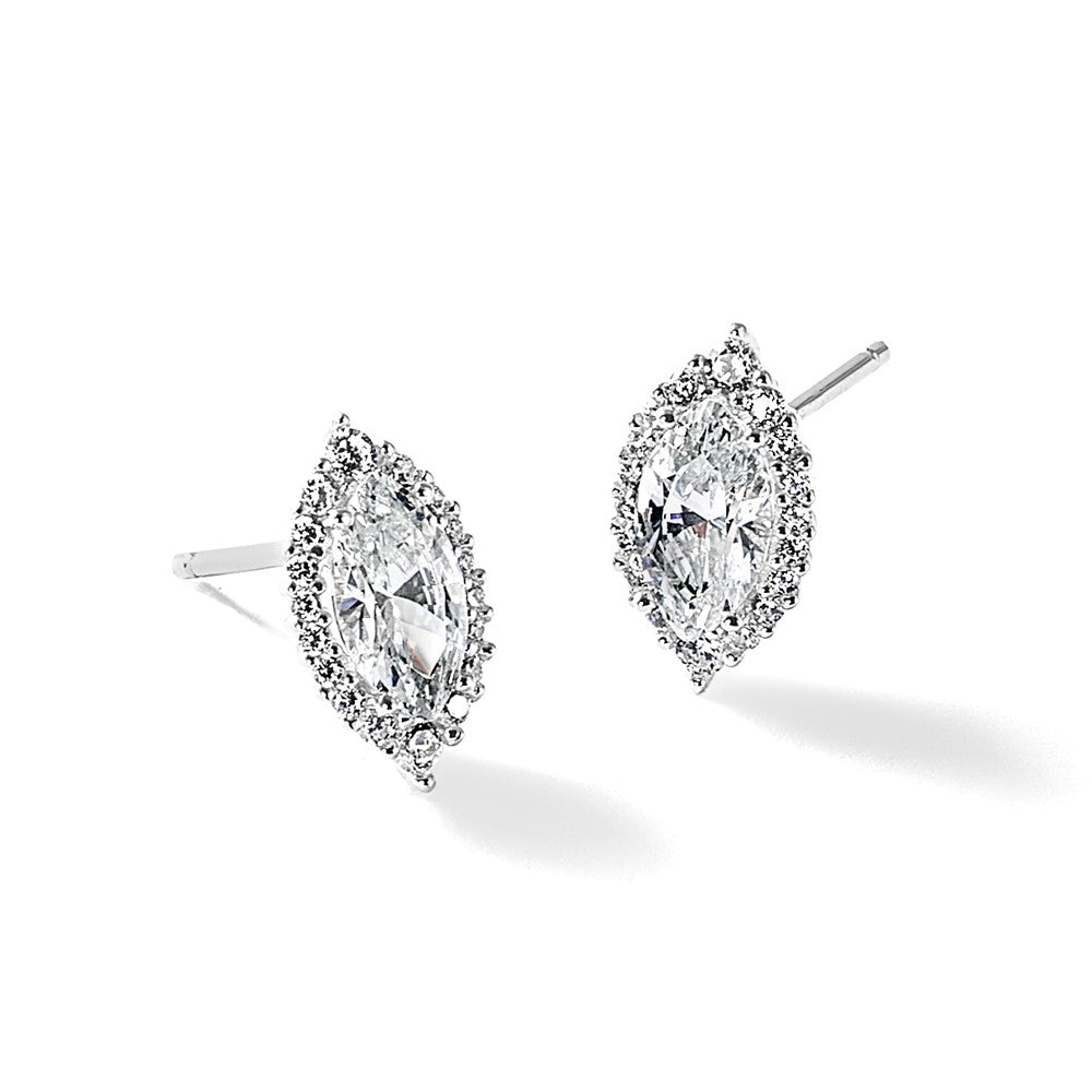 Sterlingsilber Cheryl M Rhodiniert Marquise Zirkonia Heiligenschein Ohrstecker