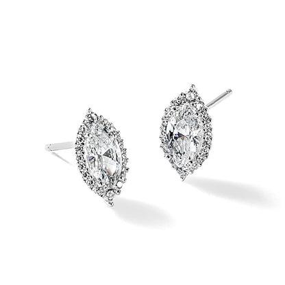 Sterlingsilber Cheryl M Rhodiniert Marquise Zirkonia Heiligenschein Ohrstecker