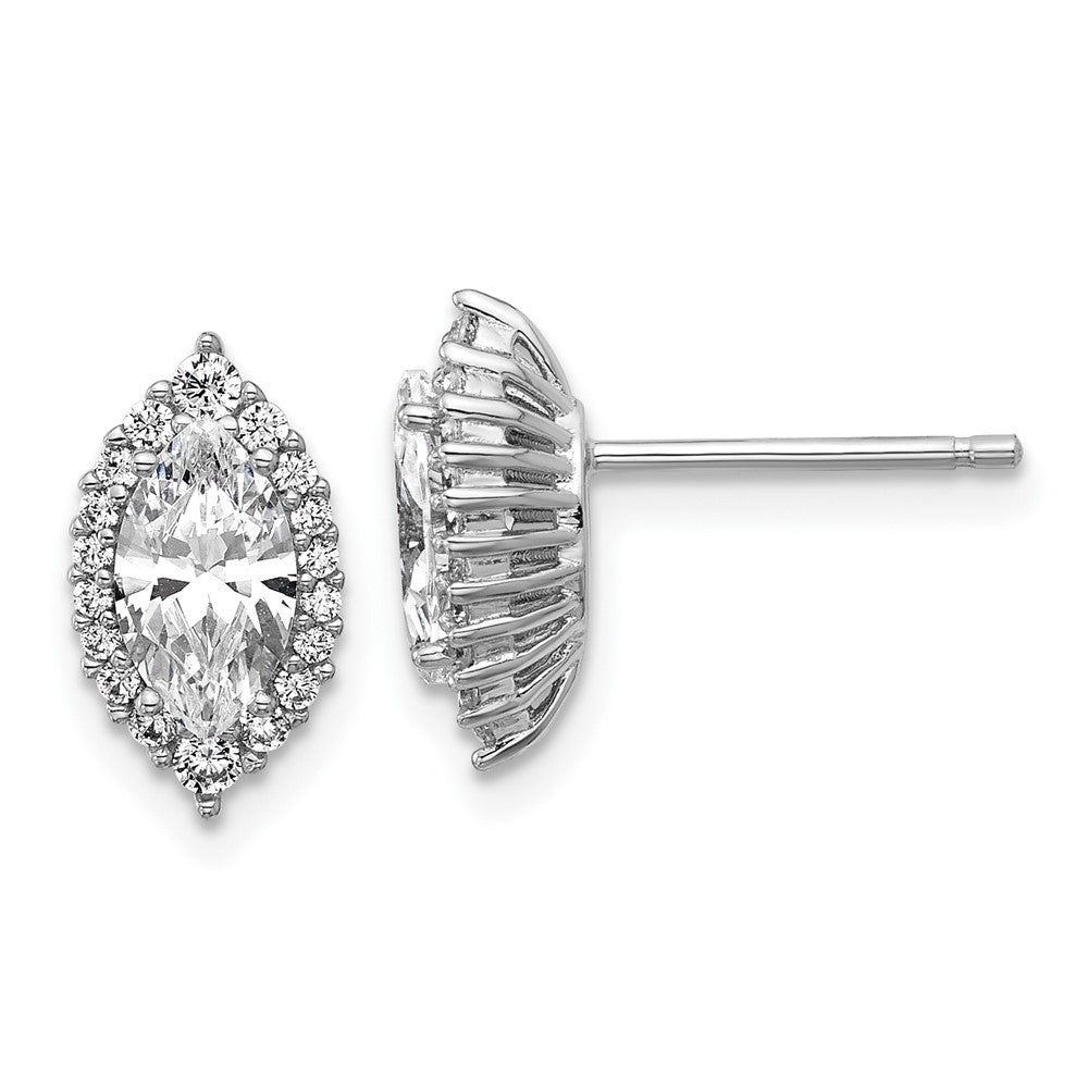 Sterlingsilber Cheryl M Rhodiniert Marquise Zirkonia Heiligenschein Ohrstecker