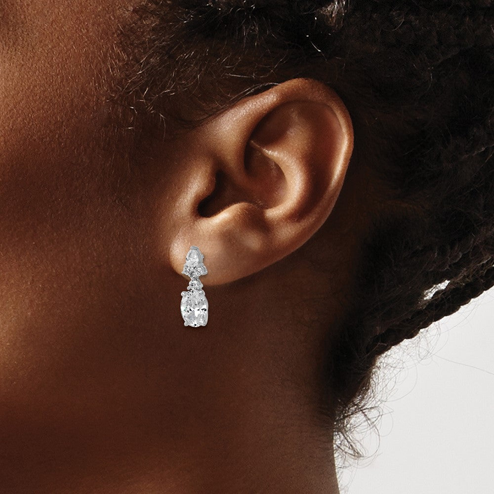 Sterlingsilber Cheryl M Rhodiniert Fantasie Multi-cut Zirkonia Stecker Ohrhänger