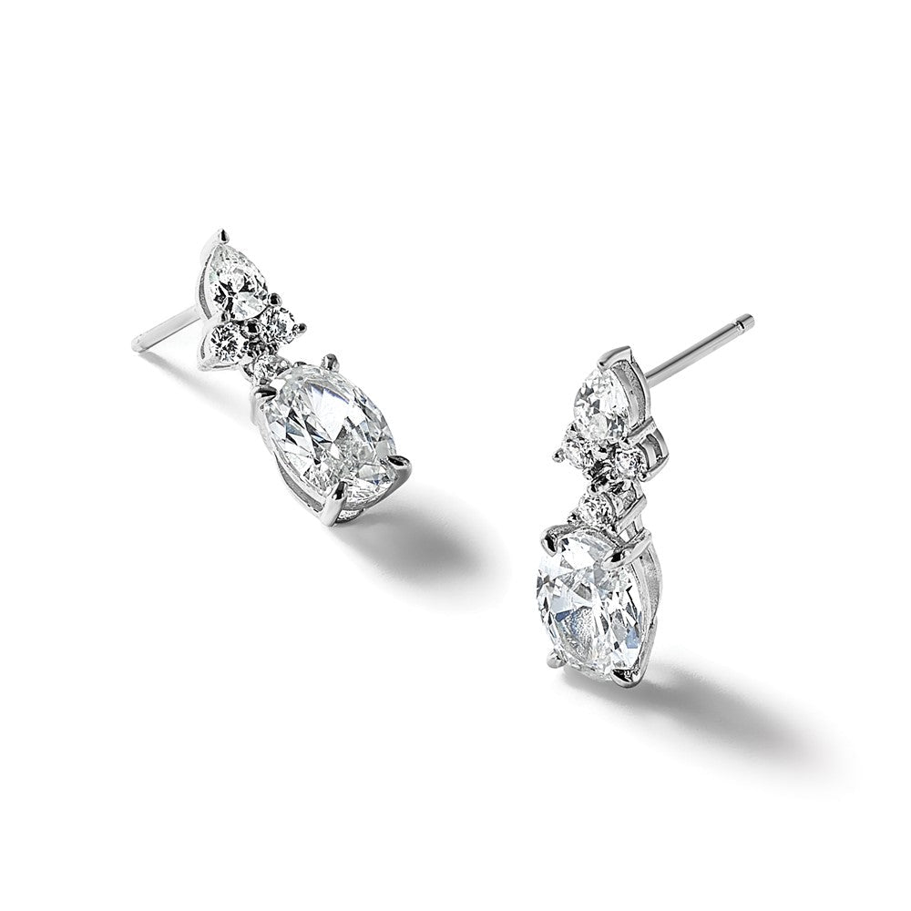 Sterlingsilber Cheryl M Rhodiniert Fantasie Multi-cut Zirkonia Stecker Ohrhänger