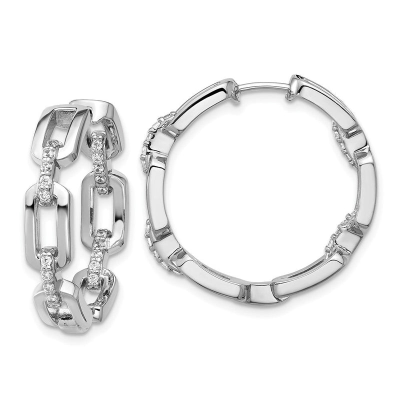 Sterlingsilber Cheryl M Rhodiniert Zirkonia Glieder In/out Klappbar Rund Creolen