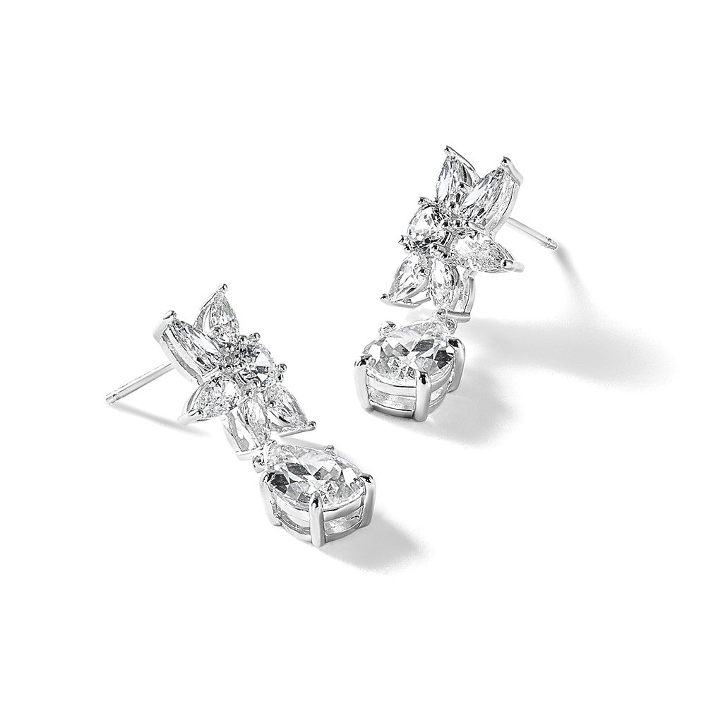 Sterlingsilber Cheryl M Rhodiniert Fantasie Multi-cut Zirkonia Stecker Ohrhänger