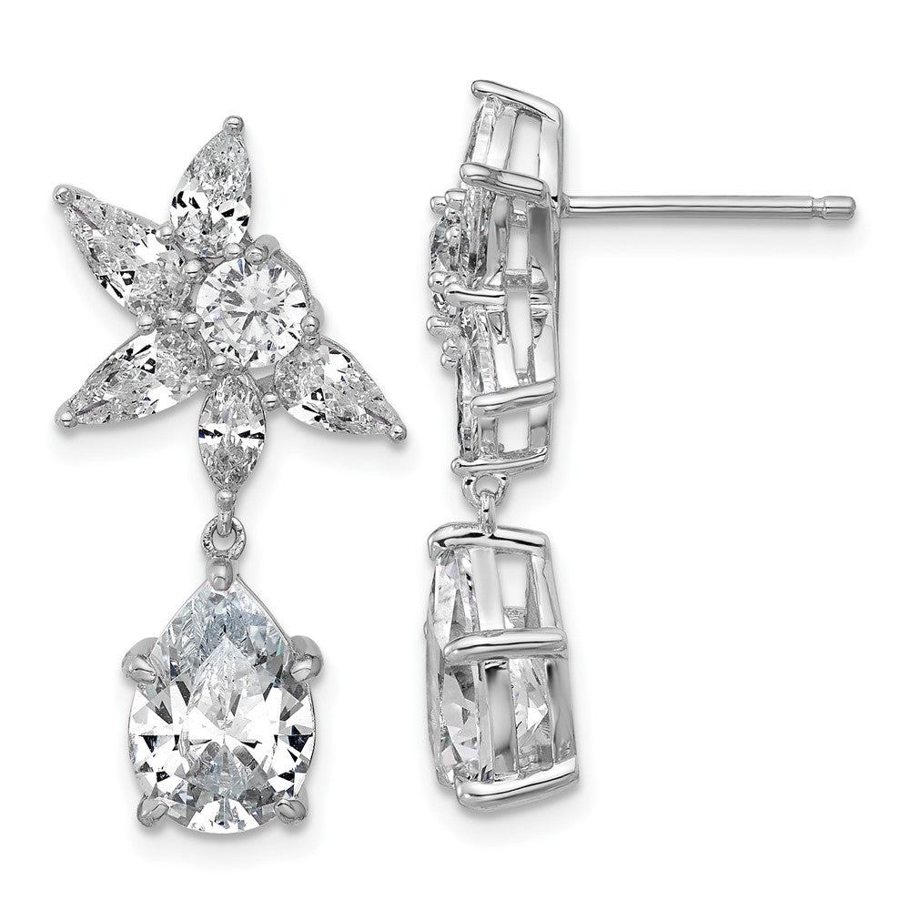 Sterlingsilber Cheryl M Rhodiniert Fantasie Multi-cut Zirkonia Stecker Ohrhänger