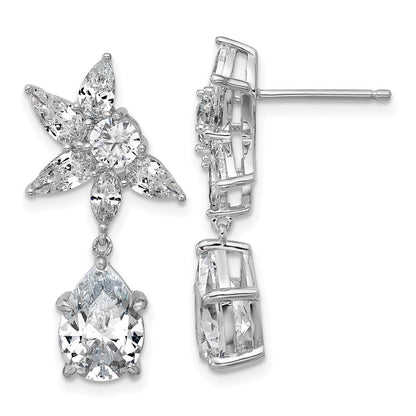Sterlingsilber Cheryl M Rhodiniert Fantasie Multi-cut Zirkonia Stecker Ohrhänger