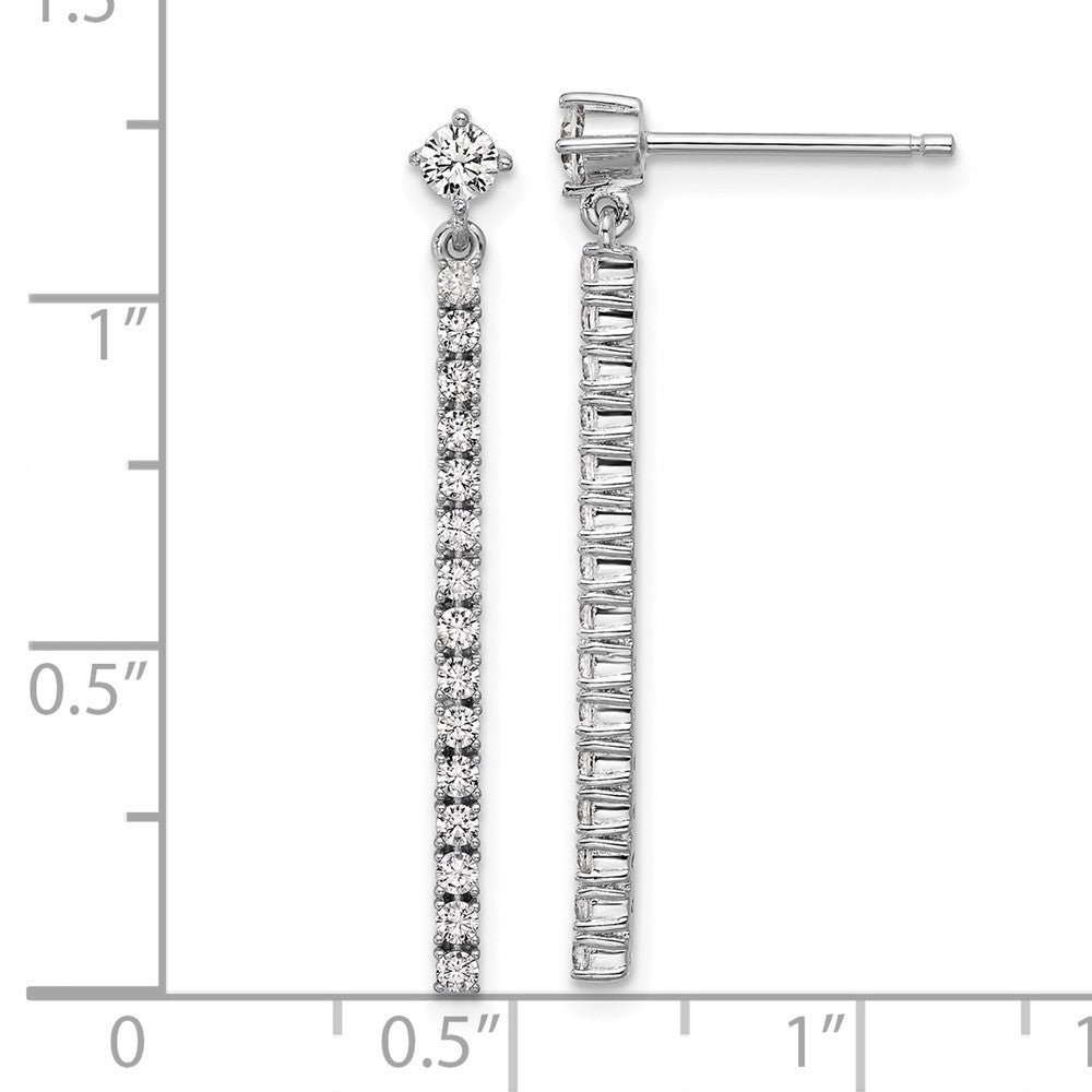 Sterlingsilber Cheryl M Rhodiniert Poliert Zirkonia Stab Stecker Ohrhänger