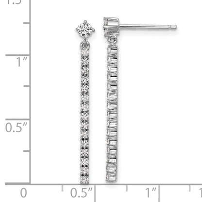 Sterlingsilber Cheryl M Rhodiniert Poliert Zirkonia Stab Stecker Ohrhänger
