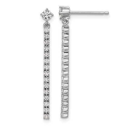 Sterlingsilber Cheryl M Rhodiniert Poliert Zirkonia Stab Stecker Ohrhänger