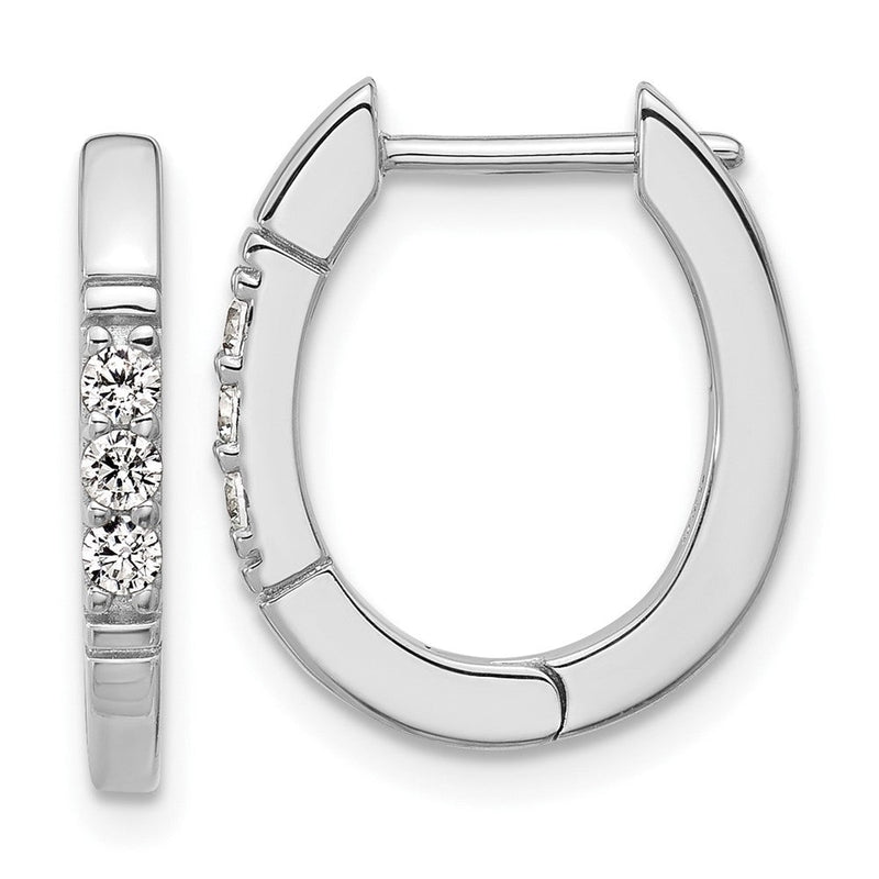 Sterlingsilber Cheryl M Rhodium-beschichtet Poliert Zirkonia Oval Klappbar Creolen