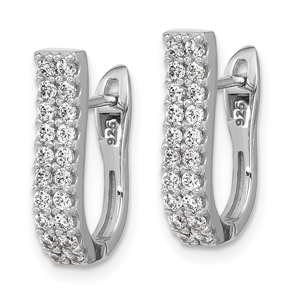 Sterlingsilber Cheryl M Rhodiniert Poliert 2-row Zirkonia Klappbar Creolen