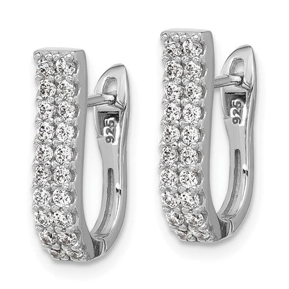 Sterlingsilber Cheryl M Rhodiniert Poliert 2-row Zirkonia Klappbar Creolen