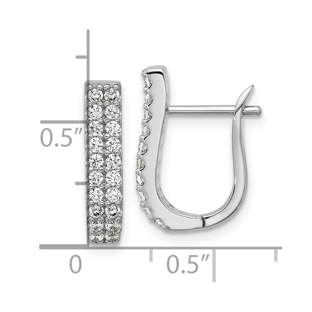 Sterlingsilber Cheryl M Rhodiniert Poliert 2-row Zirkonia Klappbar Creolen