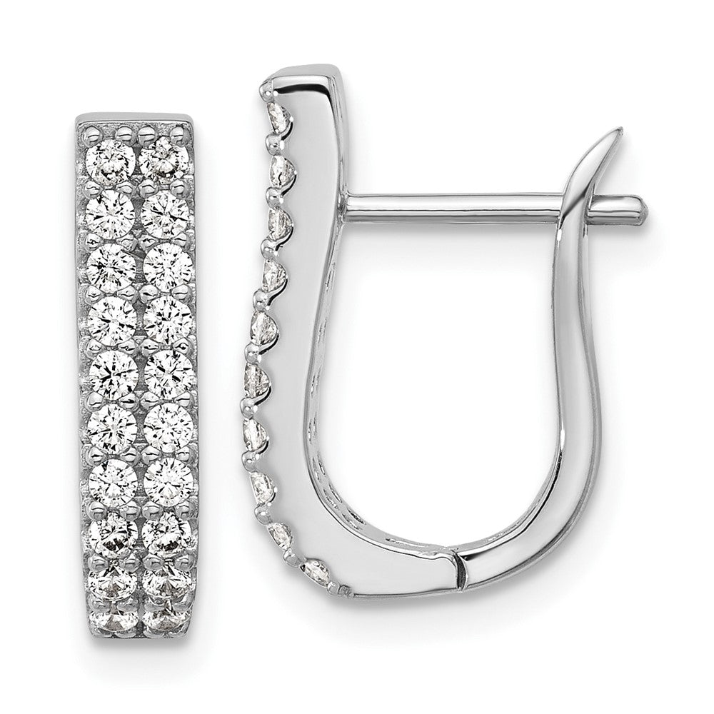Sterlingsilber Cheryl M Rhodiniert Poliert 2-row Zirkonia Klappbar Creolen