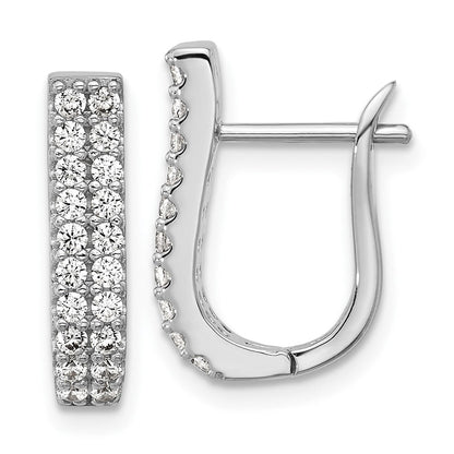 Sterlingsilber Cheryl M Rhodiniert Poliert 2-row Zirkonia Klappbar Creolen