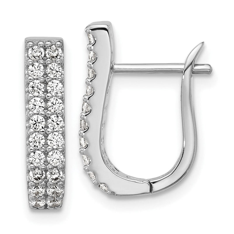 Sterlingsilber Cheryl M Rhodiniert Poliert 2-row Zirkonia Klappbar Creolen