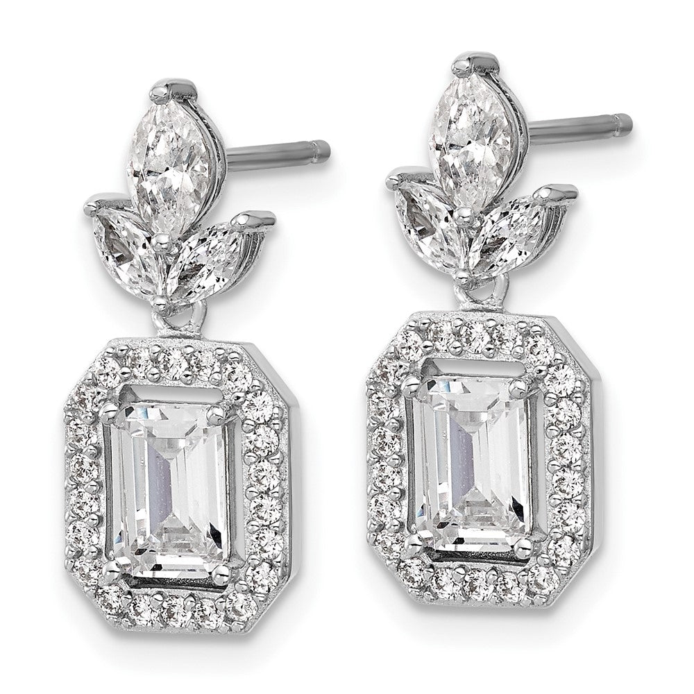 Sterlingsilber Cheryl M Rhodiniert Smaragd-cut Zirkonia Heiligenschein Stecker Ohrhänger