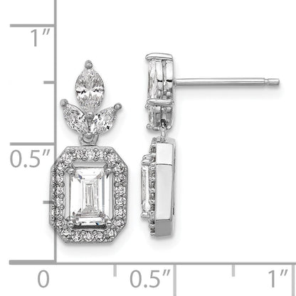 Sterlingsilber Cheryl M Rhodiniert Smaragd-cut Zirkonia Heiligenschein Stecker Ohrhänger