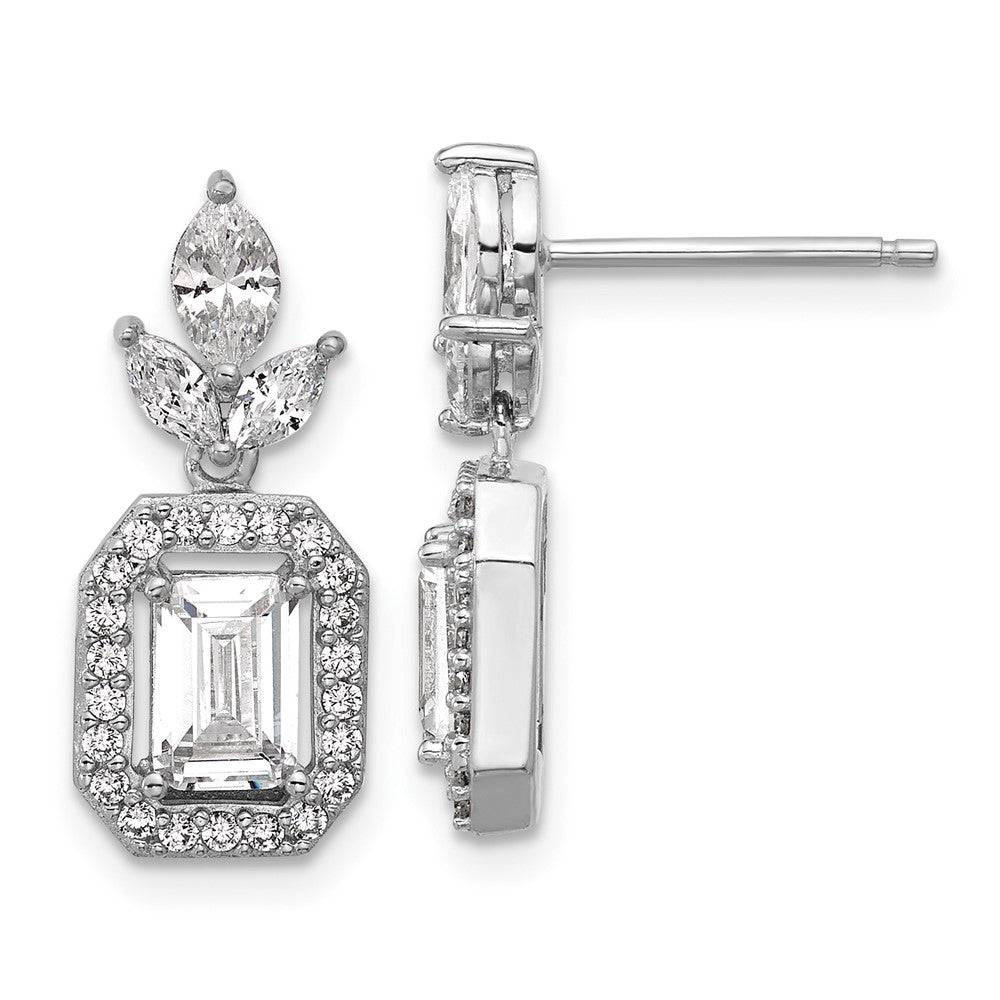 Sterlingsilber Cheryl M Rhodiniert Smaragd-cut Zirkonia Heiligenschein Stecker Ohrhänger