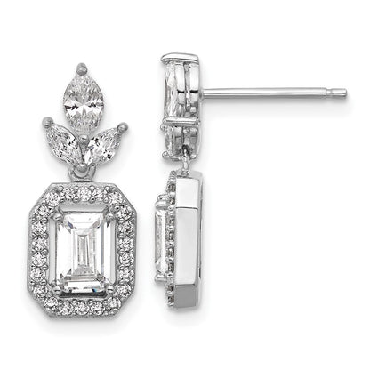Sterlingsilber Cheryl M Rhodiniert Smaragd-cut Zirkonia Heiligenschein Stecker Ohrhänger