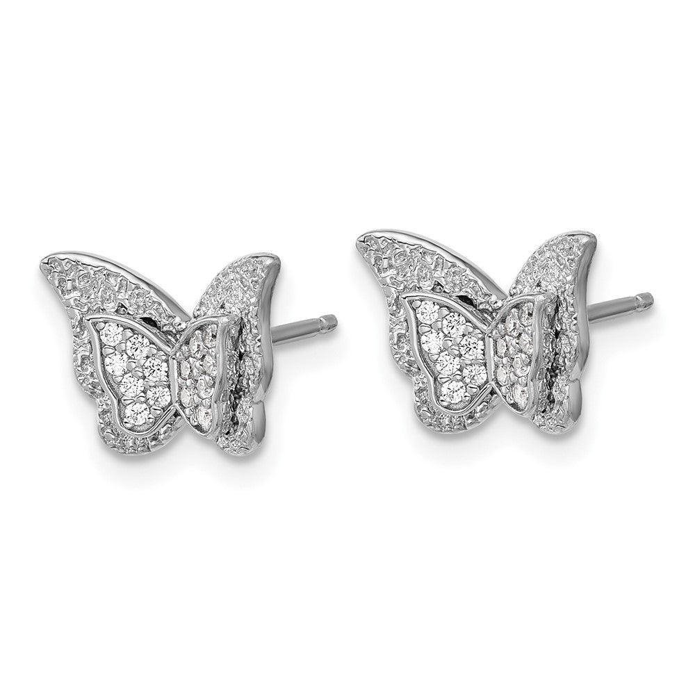 Sterlingsilber Cheryl M Rhodiniert Poliert Zirkonia Schmetterling Ohrstecker