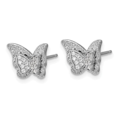 Sterlingsilber Cheryl M Rhodiniert Poliert Zirkonia Schmetterling Ohrstecker