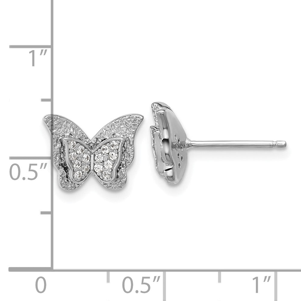 Sterlingsilber Cheryl M Rhodiniert Poliert Zirkonia Schmetterling Ohrstecker
